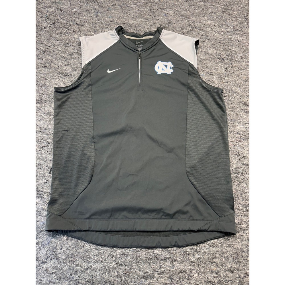 Nike UNC Tar Heels Therma-FIT Sleeveless 1/4 Zip Vest Mens L Grey 519560-060